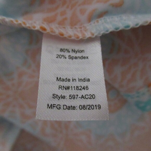 Cabana Life Dress L Large Aqua Orange Surfside Beach Swim Suit Cover Up Pockets - Picture 8 of 8